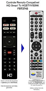 Controle Compatível para SMART TV HQ FBT2743