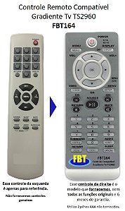 Controle Remoto Para Tv Gradiente Ts2960 Fbt164