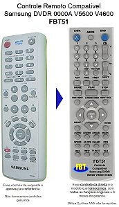 Controle Compatível Samsung Dvd Vcr Grav V5500 00008a Fbt51