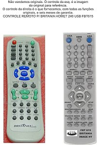 Controle Remoto Compatível Com Britania Home 240 Usb FBT615
