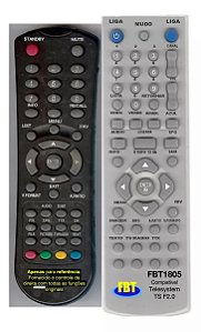 Controle Compatível Com RECEPTOR TELESYSTEM TS F2.0 FBT1805