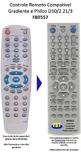 Controle Compatível Com GRADIENTE PHILCO D10/2 D20/3 FBT557