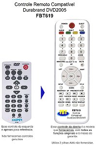 Controle Compatível Durabrand DVD2005 FBT619