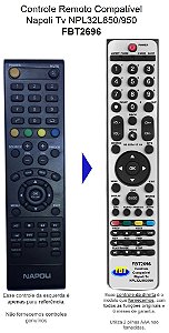 Controle Remoto Compatível p/ NAPOLI LCDTV NPL32D850 950 FBT2696