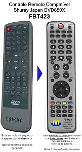 Controle Compatível Com DVD650X SHURAY JAPAN FBT423