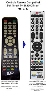 Controle Compatível Com Tv Bak BK-3260 Smart FBT2787