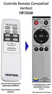Controle Remoto Compatível Com VENTISOL FBT2110