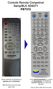 Controle Compatível Semp Dvd3100 Sd6071 FBT310