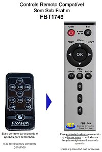Controle Remoto Compatível Frahm Fp800 Usb580fm Mp1000 FBT1749