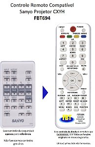 Controle compatível com projetor SANYO FBT694