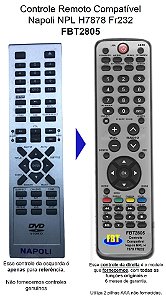 Controle Compatível Com NAPOLI DVD H 7878 FR 232 FBT2805