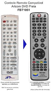 Controle Compatível Com ARTCOM DVD PRATA FBT1051