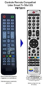 Controle Compatível Com SMART TV LIDER 55A12G FBT2811