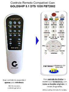 Controle Compatível Com GOLDSHIP 5.1 DTS 1035 MODE OPTION FBT2002