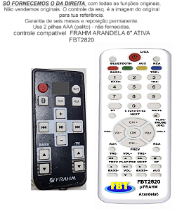 Controle Compatível Com FRAHM ARANDELA 6' 'ATIVA FBT2820