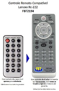 Controle Compatível Com LENOXX CAIXA DE SOM RC-222 FBT2194