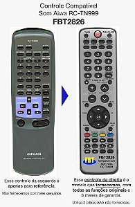 Controle Compatível Com HOME AIWA RC TN999 FBT2826