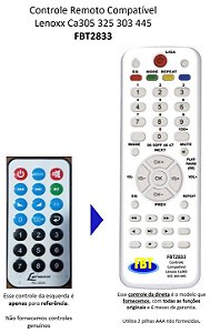 Controle Compatível Com LENOXX CX AMP CA305 CA325 CA303 CA445 FBT2833