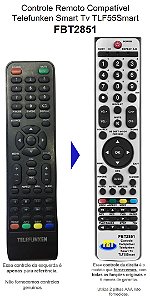 Controle Compatível TV Telefunken TLF55 Smart FBT2851