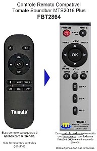 Controle Compatível Com TOMATE MTS2016PLUS FBT2864