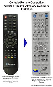 Controle Remoto Compatível C/ AQUÁRIO DTV-8000 EG736NG FBT1555
