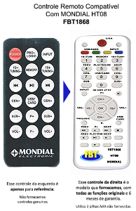 Controle Compatível Som HT08 Mondial Fbt1868
