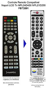 Controle Compatível TV Napoli NPL24D450 NPL21D250 FBT2891