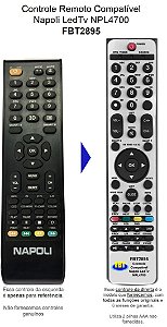 Controle Compatível Com NAPOLI 3D LED SMART TV NPL-4700LED3DFHD 32LED LE32H1352 FBT2895