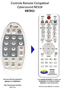 Controle Remoto Compatível com CyberSound Oval NE 518 FBT955