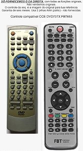 Controle Compatível Com CCE DVD737X FBT653