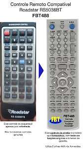 Controle Compatível Com AUTOMOT ROADSTAR RS-5036BT RS-5155bts 5045BTS 5350BTS FBT488