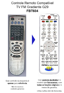 Controle Compativel Com TV FM GRADIENTE FBT604