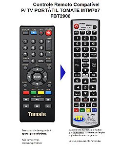 Controle Remoto Compatível TOMATE MTM707 FBT2908