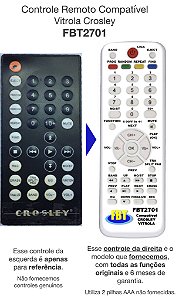 Controle Remoto Compatível Vitrola Crosley CR248 - FBT2701