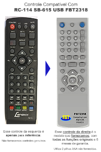 Controle Compatível Com RC-114 SB-615 USB FBT2318