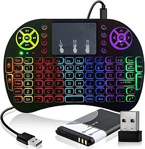 Mini Teclado Wireless Keyboard com Touchpad Com Led Usb Android Console e Tv FBT7704