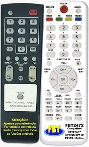 Controle Remoto Compatível para  Ecopower EP190 PA103 EP-S702 EP1925 FBT2472