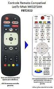 Controle Compatível Com MTEK MK32FSAH MK50FSAU MK58FSAU MK65FSAU FBT2922