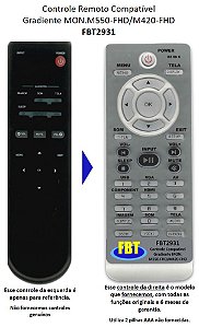 Controle Compatível Com TV MONITOR GRADIENTE LED Full HD M550-FHD/ M420-FHD FBT2931