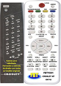 Controle Compatível Com Crosley Vitrola Autorama Cr712 2831 FBT1541