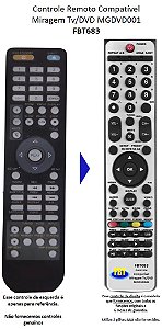 Controle Remoto Compatível Com DVD MIRAGE MGDVD001 5192 FBT683