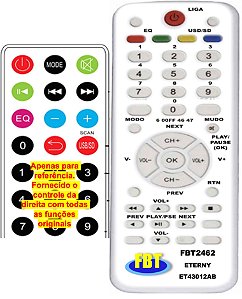 Controle Compatível Com Caixa Amp Eterny Et43012ab Fbt2462