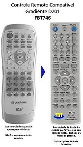 Controle Remoto Compatível Gradiente Dvd D201 FBT746