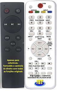 Controle Remoto Compatível Com CAIXA AMP MULTILASER SOUNDBAR SP300 FBT2961