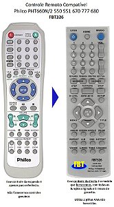 Controle Compatível Com HOME PHILCO PHT660N/2 PHT550 / PHT551 / PHT660N / PHT670 / PHT777 PHT680 FBT326