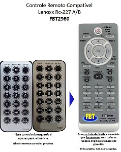 Controle Remoto Compatível LENOXX CAIXA AMPLIFICADA CA318 CA3600 RC227B FBT2980