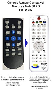 Controle Remoto Compatível P/ Navbras Nvtv08 2G FBT2985