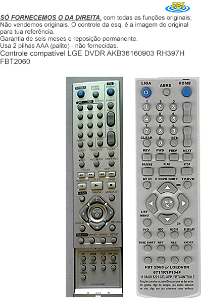 Controle Compatível Com LG DVDR AKB36160903 RH397H FBT2060
