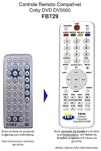 Controle Compatível Com COBY DVD500 TF DVD7377 FBT29