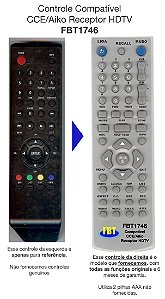 Controle Remoto Compatível p/ CCE/Aiko Receptor HDTV FBT1746